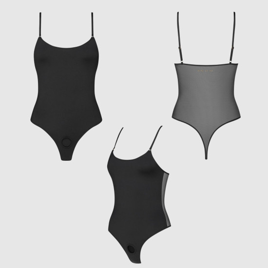 Боді з фіксацією ділдо, чорне Strap-On-Me Harness Body Signature, розмір M