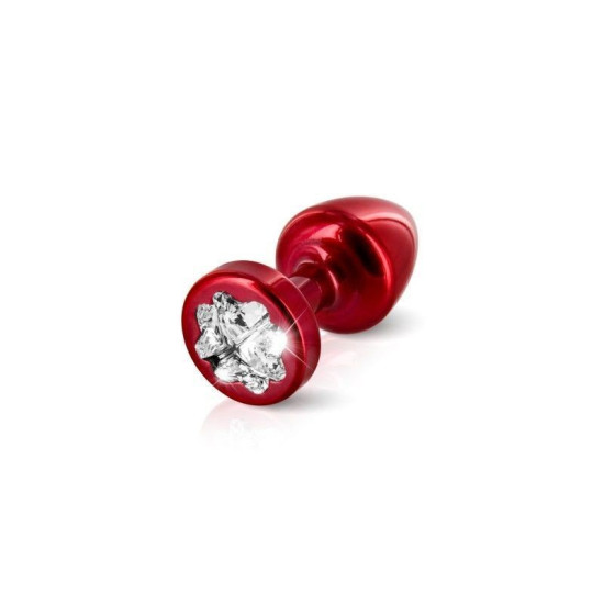 Анальна пробка червоного кольору з 4 кристалами Swarovski у вигляді листка конюшини, діаметр 25 мм Diogol Anni R Clover Red