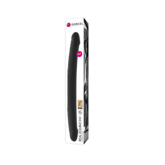 Двухсторонний фаллоимитатор черного цвета, длина 42 см, диаметр 4 см Dorcel Real Double Do Black