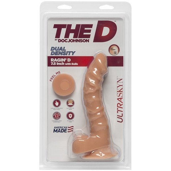 Фалоімітатор з мошонкою, довжина 19 см, діаметр 3,8 см - Doc Johnson The D Ragin D 7.5 Inch With Balls