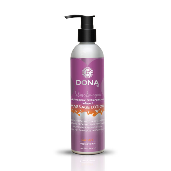 Зволожуюча масажна вода з афродизіаками та феромонами, тропічний аромат DONA Sassy Tropical Tease, 235 ml
