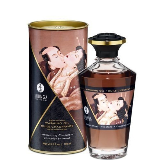 Съедобное массажное масло с шоколадным вкусом Shunga Aphrodisiac Warming Oil Intoxicating Chocolate, 100 ml