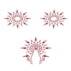 Пэстис из кристаллов (украшение на грудь и вульву), красные Petits Joujoux Gloria Set of 3 Red