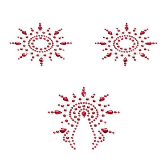 Пэстис из кристаллов (украшение на грудь и вульву), красные Petits Joujoux Gloria Set of 3 Red