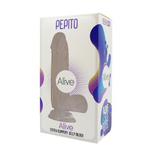 Прозорий фалоімітатор із присоскою, довжина 15,5 см, діаметр 3,5 см - Alive Jelly Dildo Pepito