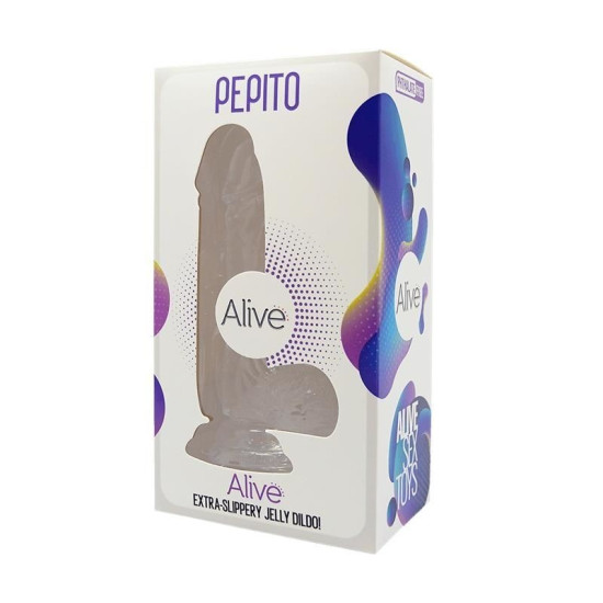 Прозорий фалоімітатор із присоскою, довжина 15,5 см, діаметр 3,5 см - Alive Jelly Dildo Pepito