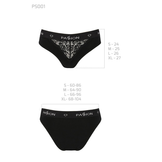 Трусики з широкою резинкою і мереживом, чорні Passion PS001 Panties Black, розмір M