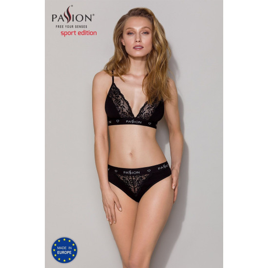Трусики з широкою резинкою і мереживом, чорні Passion PS001 Panties Black, розмір M