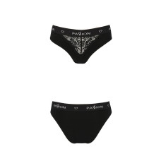 Трусики с широкой резинкой и кружевом, черные Passion PS001 Panties Black, размер M