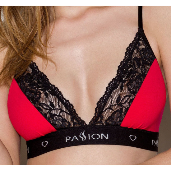 Еластичний топ з мереживом, червоно-чорний Passion PS001 Top Red-Black, XL