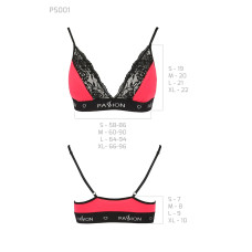 Еластичний топ з мереживом, червоно-чорний Passion PS001 Top Red-Black, XL