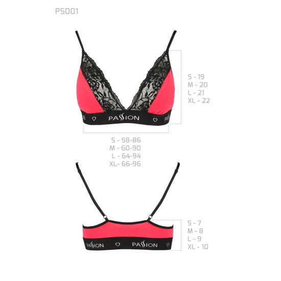 Еластичний топ з мереживом, червоно-чорний Passion PS001 Top Red-Black, XL