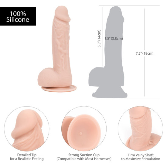 Фалоімітатор з мошонкою, довжина 19 см, діаметр 3,8 см - Addiction Mark 7.5″ Dildo With Balls Beige