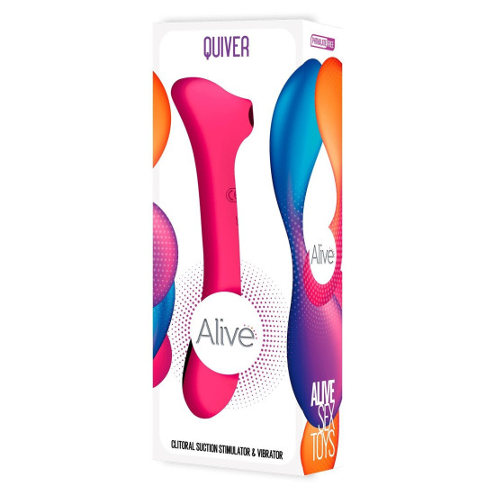 Вібратор і вакуумний кліторальний стимулятор, малиновий Alive New Midnight Quiver MagentaPink