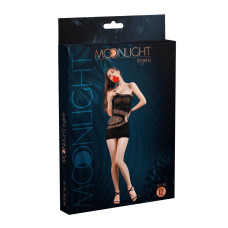Міні-сукня на одне плече з вертикальною бахромою, чорна Moonlight Model 12 Black, XS-L