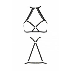 Портупея из стреп с кружевом, черная Passion Exclusive Lorry Bra Black, XXL/XXXL