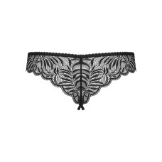 Чорні мереживні танга з відкритим доступом до промежини Obsessive Contica Crotchless Thong Black, L/XL