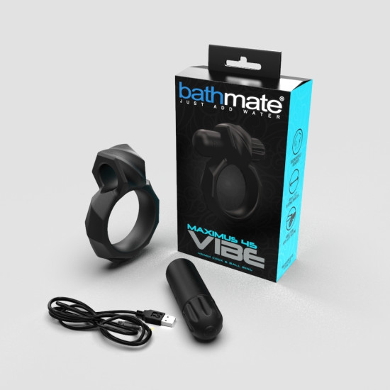 Эрекционное кольцо с вибрацией, черное, диаметр 45 мм Bathmate Maximus Vibe 45mm