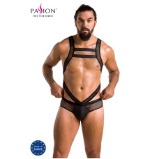 Еротичне сітчасте боді з екошкіри та сітки, чорне Passion 045 Victor Black, S/M