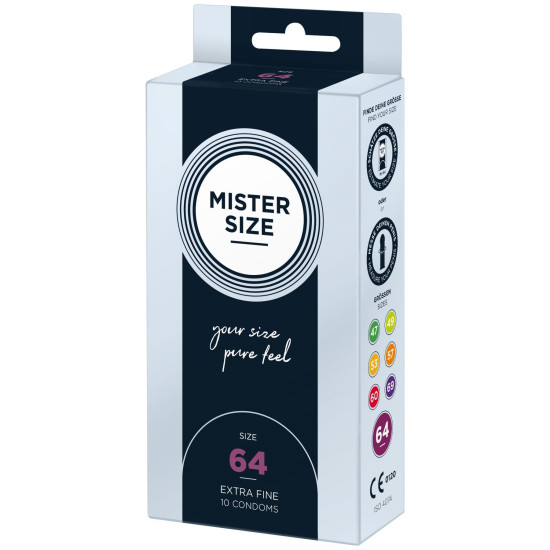 Презервативи для пеніса довжиною 13,7-14,7 см, 10 шт Mister Size - pure feel 64