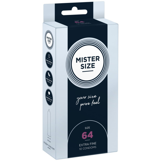 Презервативи для пеніса довжиною 13,7-14,7 см, 10 шт Mister Size - pure feel 64