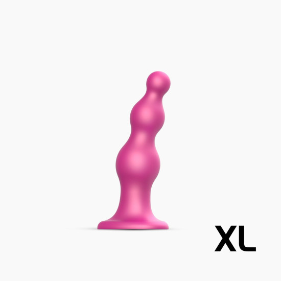 Насадка для страпона з намистинами і металевим блиском, малинова Strap-On-Me Dildo Plug Beads Framboise Metallic, XL