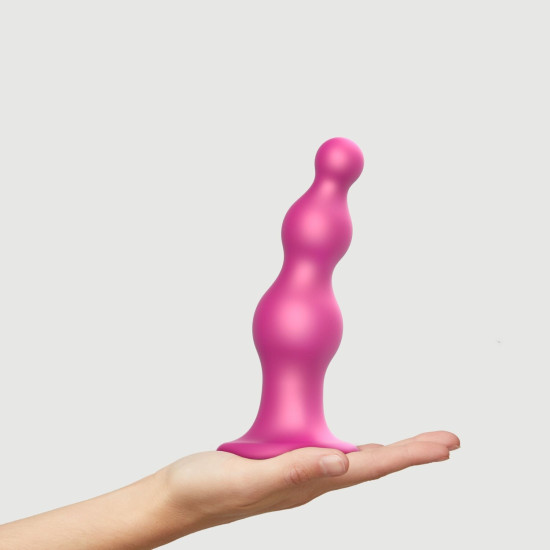 Насадка для страпона з намистинами і металевим блиском, малинова Strap-On-Me Dildo Plug Beads Framboise Metallic, XL