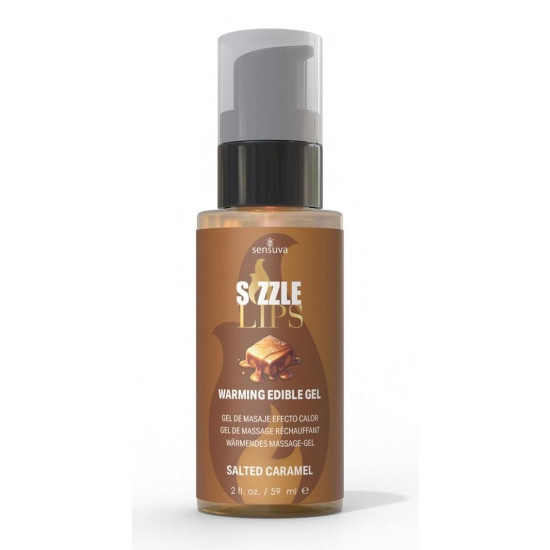 Съедобный согревающий массажный гель со вкусом соленой карамели Sensuva Sizzle Lips Salted Caramel, 59 ml