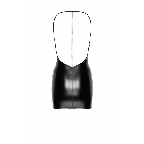 Платье с мокрым эффектом и украшением из стразов Noir Handmade F307 Mirage Wetlook Mini Dress with Jewelry Rhinestone Chain, M