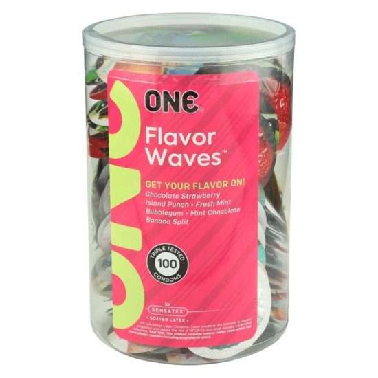 Набор презервативов, мегапак тюб ONE FlavorWaves, 100 шт
