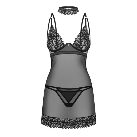 Сорочка с трусиками Obsessive Donarella Chemise & Thong, XL/2XL