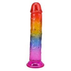 Дилдо, длина 17.8 см, радужный Doc Johnson Crystal Jellies - 7 Inch Сlassic Dong - Rainbow