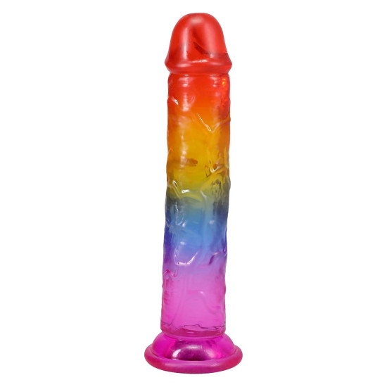 Дилдо, длина 17.8 см, радужный Doc Johnson Crystal Jellies - 7 Inch Сlassic Dong - Rainbow