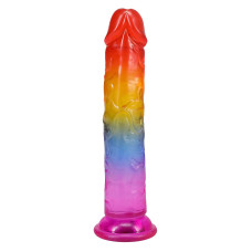 Дилдо, длина 17.8 см, радужный Doc Johnson Crystal Jellies - 7 Inch Сlassic Dong - Rainbow