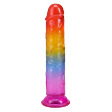 Дилдо, длина 17.8 см, радужный Doc Johnson Crystal Jellies - 7 Inch Сlassic Dong - Rainbow