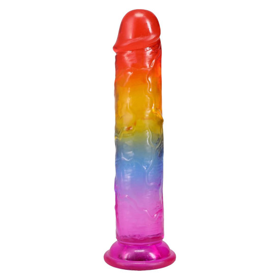 Дилдо, длина 17.8 см, радужный Doc Johnson Crystal Jellies - 7 Inch Сlassic Dong - Rainbow