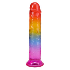 Дилдо, длина 17.8 см, радужный Doc Johnson Crystal Jellies - 7 Inch Сlassic Dong - Rainbow