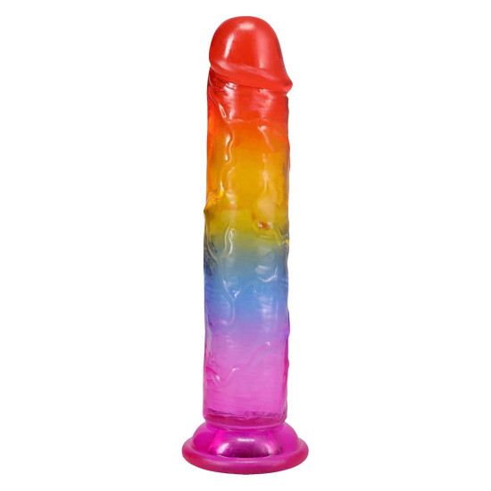 Дилдо, длина 17.8 см, радужный Doc Johnson Crystal Jellies - 7 Inch Сlassic Dong - Rainbow