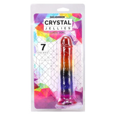 Дилдо, длина 17.8 см, радужный Doc Johnson Crystal Jellies - 7 Inch Сlassic Dong - Rainbow