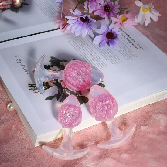 Анальна пробка у формі морозива, рожева Liebe Seele Icecream-shaped Crystal Anal Plug - Pink, розмір M
